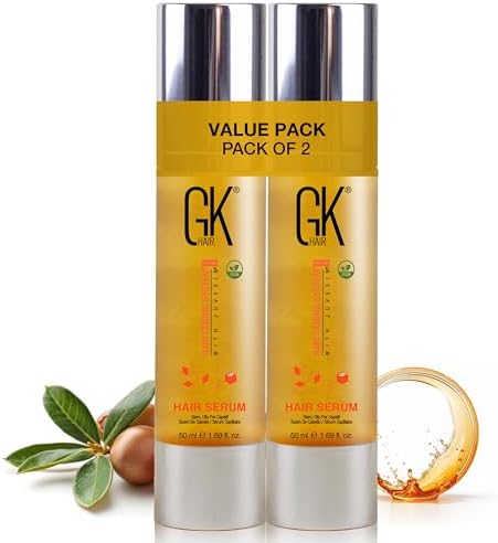 GK HAIR Oil For Frizzy Hair- Anti Frizz Hair Seurm - Perfect Lightweight Hair Oil For Keratin,Frizzy,Curly, Dry & Damaged ends- Paraben, Phthalate and Sulfate Free Pack of 2 (1.69 Oz) by GKHAIR
