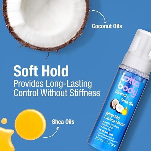 Lottabody Wrap Me Foaming Mousse with Coconut & Shea Oils, Lightweight Moisture-Rich Curl-Defining & Frizz-Control Styling Mousse for Natural Curly, Coily & Relaxed Hair, 7 oz, (Pack of 2) - Image 3