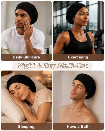 AWAYTR Satin Bonnet for Sleeping, Adjustable Curly Hair Cap for Women Men - Image 6