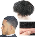 Male Afro Curly Toupee Mens Wig Weave 12mm Wave 360 Curly Men Hair Unit 1B Off Black 100% Human Hairpiece 8x10inch Men's Hair Replacement Systems Transparent HD Swiss Lace by lumeng