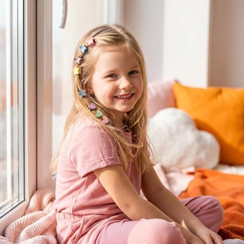 100 Pcs Mini Hair Clips for Girls, Cute Pastel Flower & Animal Design Clips, Durable Plastic Hair Accessories for Toddlers and Kids - Image 3