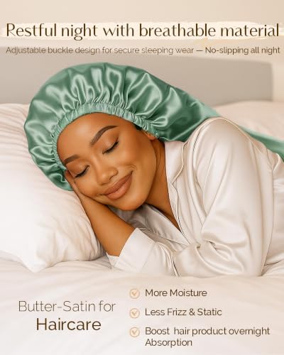 YANIBEST Adjustable Satin Sleep Bonnet, Double Layer Extra Long Hair Bonnet - Image 2