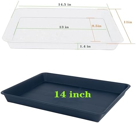 VUWEZ Plant Growing Trays 2 Pack, Plant Tray, 14.5"x11", Heavy Sturdy Plastic Plant Saucer Seed Trays, Seedling Starter Tray, Plant Drip Trays for Indoors, Seed Starter Growing Tray (Blue) - Image 2