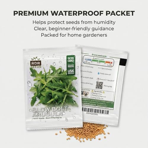 1000 Arugula Seeds for Planting - Slow Bolt Heirloom, Extended Harvest, Non-GMO, USA Grown by RDR Seeds - Image 7
