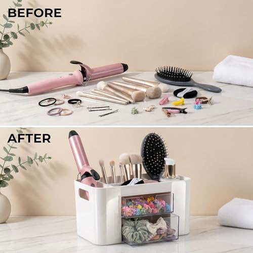 Hair Accessories Organizer for Girls, 2 Drawers & 3 Slots, White - Image 2