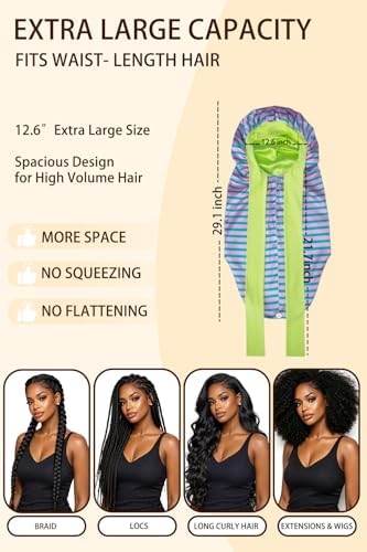 Extra Large Satin Bonnet for Braids Locs & Long Hair No Slip Tie Band Stays On All Night Sleep Cap Won’t Flatten Hair - Image 4
