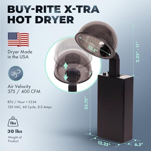Buy-Rite X-TRA Hot 980W Professional Hooded Hair Dryer with Stand - Image 2