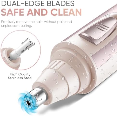 Ear and Nose Hair Trimmer Clipper - 2026 Professional Painless Eyebrow & Facial Hair Trimmer for Men Women, Battery-Operated Trimmer with IPX7 Waterproof, Dual Edge Blades for Easy Cleansing Blue - Image 3