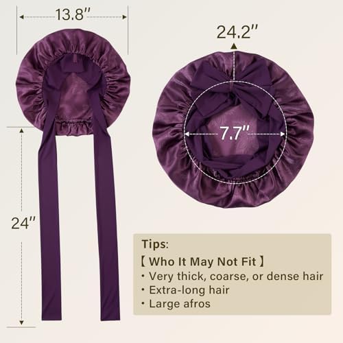ZIMASILK 100% Mulberry Silk Bonnet for Sleeping Women Long Hair, Dark Mauve - Image 5