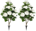 2 Pack 3FT Fake Hydrangea Trees for Outdoors with Ground Spikes, White Artificial Hydrangea Flowers Topiary Trees, Realistic Faux Outdoor Plants for Front Porch, Patio, Garden, Entryway Decor by UFEH
