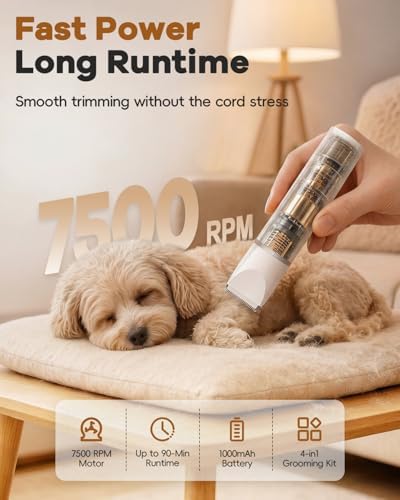 Veeconn 4 in 1 Dog Clippers Grooming Kit with Paw Hair Trimmer for Cat Pet - Image 4