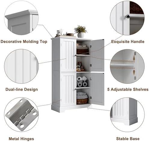 ChooChoo Bathroom Floor Cabinet with Adjustable Shelves - Image 5