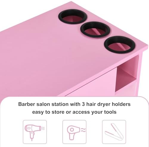 4ever2buy Salon Stations for Hair Stylist, Pink Barber Hair Salon Station - Image 3