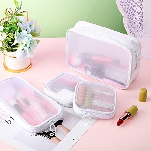 Weewooday 4Pcs Mesh Makeup Bag, White, Small, Large, Medium, Classic - Image 4