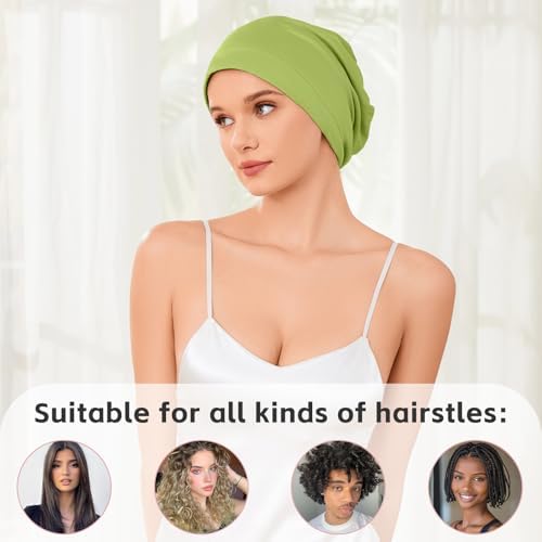 ZHENSILK Silk Bonnet for Sleeping Women, Adjustable Silky Satin Lined Sleep Cap, Silk Hair Wrap Slouch Beanie Hat - Image 6