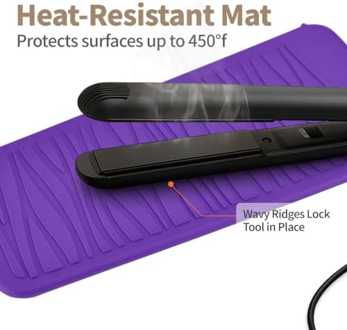 Silicone Heat Resistant Travel Pouch for Straightener, Curling Iron, Flat Iron, Waving Iron and Hot Hair Styling Tools (Purple) 1 Pack - Image 5