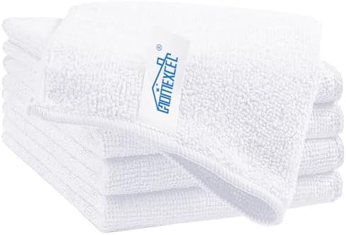 HOMEXCEL White Cleaning Rags 5 Pack, Highly Absorbent Microfiber Cleaning Cloth for Kitchen, Lint Free, Scratch-Free, Reusable Microfiber Towels for House, Window and Glass, Cars, 11.5 X11.5 inch by HOMEXCEL