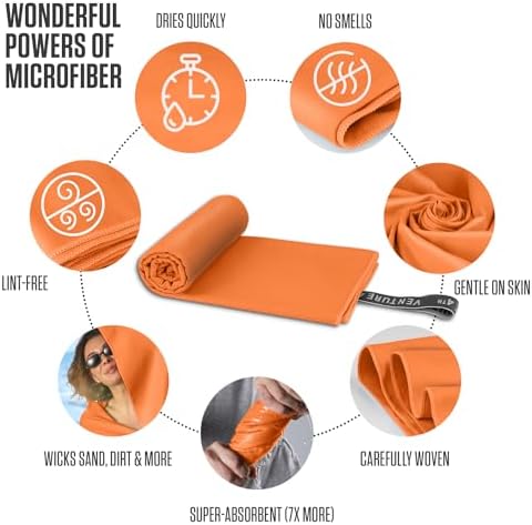 VENTURE 4TH Quick Dry Microfiber Towel for Camping & Gym - Orange XL - Image 3