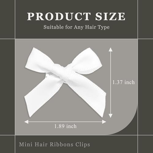 30PCS Bows for Hair White Mini Bow Hair Clips Non Slip Small Hair Bows Satin Ribbon Hairpins Y2K Hair Accessories for Women Girls - Image 4