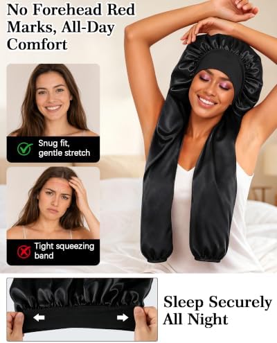 Double Layer Satin Bonnet Unisex Pantyhose Bonnet Sleep Cap - Image 5