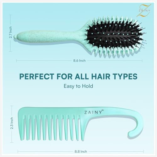 ZAINY Curl Defining Brush for Curly Hair Brush & Wide Tooth Comb for Curls - Image 3