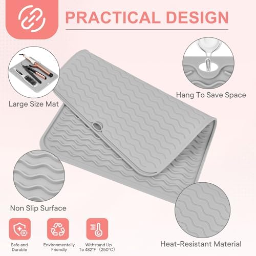Suafrnut Oversize Silicone Heat Resistant Mat for Hair Tools(14.2" x 11") - Image 4