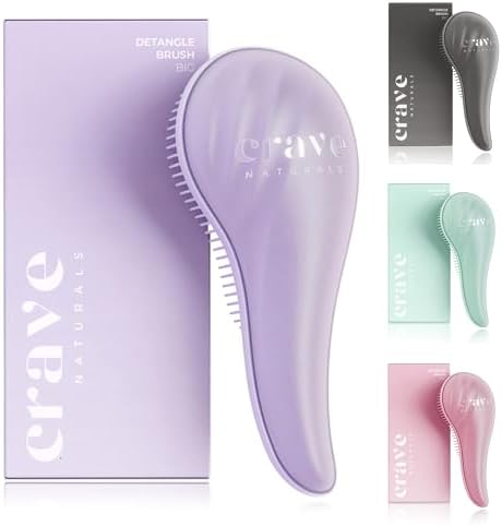 Crave Naturals Detangling Hair Brush Large Purple – Glide Thru Hair Detangler Brush for Women, Kids & Toddlers – Gentle Scalp Care, No-Pain Tangle-Free Hairbrush for All Hair Types by CraveNaturalsDetanglingBrush