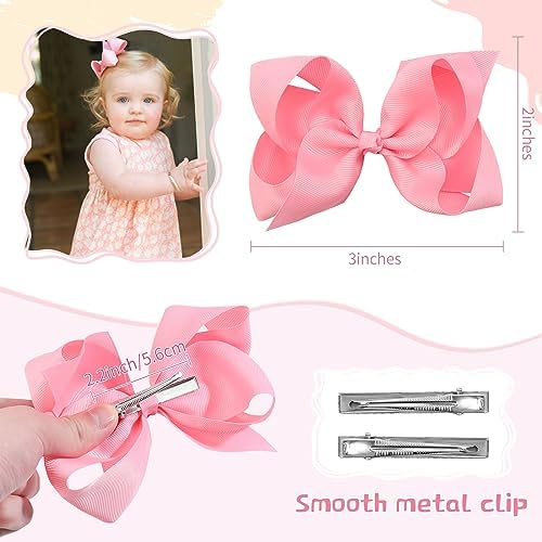 Oaoleer 30 Colors Grosgrain Ribbon Hair Accessories - 3 Inch Bows, Clips, Barrettes, and Alligator Clips for Girls, Toddlers, Kids, and Teens - Image 4