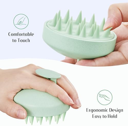 HEETA Wheat Straw Scalp Scrubber Shampoo Brush Massage Tool for Hair Growth - Image 4