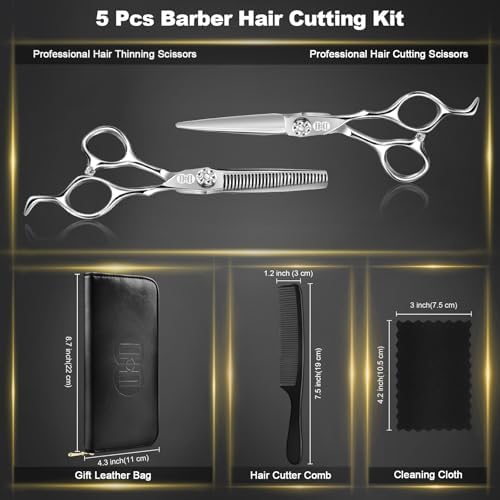 CIICII Professional Hair Cutting Scissors Kit, 440C 6.7″ Barber Shears Set - Image 6