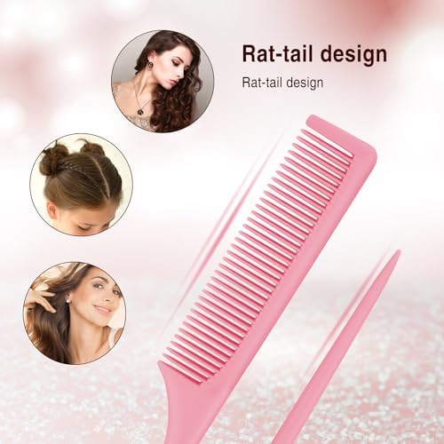 3 Pieces Plastic Rat Tail Comb Pintail Fiber Teasing 9 Inch Styling Comb with Thin and Long Handle for Men Women Salon Home Supplies - Image 5