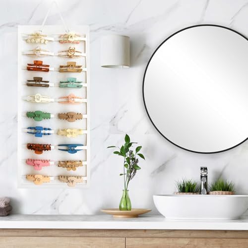 SMUK Claw Clip Organizer for Women, Hanging Mount Hair Clips Holder Organizer for Girls, Hair Bow Claw Clip Stand Storage for Wall, Door, Closet - Image 7