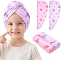 Kids Microfiber Hair Towel Wrap 2Pack Absorbent Hair Drying Turban for Girl by UnicornCastle