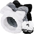 LEOBRO Spa Headband, 6pcs Makeup Headbands and Hair Scrunchies, Bow Skin Care Headband for Washing Face for Teen Girls Women, Easter Basket Valentines Christmas Gift for Girls, Black & White & Gray by LEOBRO
