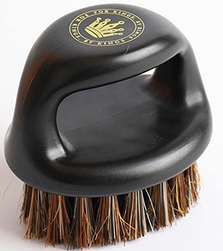 CROWN Professional Wavers Barbers - Luxury Glossy Palm 360 Waves Brush - Medium Hard Boar Bristles - For Men with Durags, Wave Cap, Butter or Pomade (Knuckle Brush) by CrownLimitedSupply