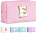 TOPEAST Birthday Gifts for Women Teen Girls - Initial Makeup Bag Travel Cosmetic Bag Toiletry Pouch, Birthday Travel Gifts for Women (Pink E) by TOPEAST