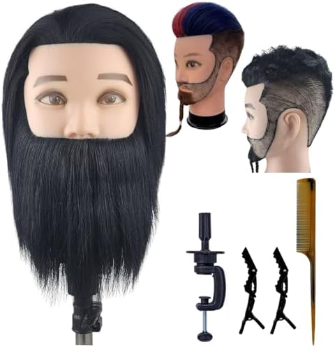 Barber Male Mannequin Head Human Hair with Beard by LeticiaLLC--FreedomLove