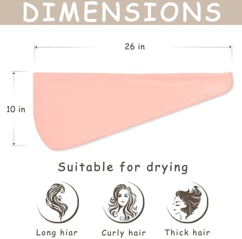 Microfiber Hair Towel Turban 3 Pack | Super Absorbent Quick Drying Hair Wrap for Women with Curly Hair | Anti Frizz Hair Towel Cap for Wet Hair(Red,Pink,White) - Image 2