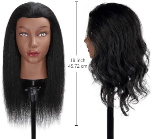 Mannequin Head Human Hair with Tripod Stand 100% Real Hair Doll Head - Image 4