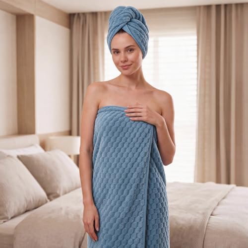REDKISS Blue Gray Microfiber Bath Towel Large, 31”x 61” 4 Pack - Image 7