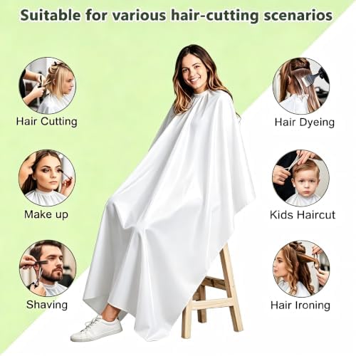 Professional Salon Hair Cutting Cape,56x63 inches Large Hairdresser Cape for Haircut,Coloring,Makeup,Styling and More,(White) - Image 3