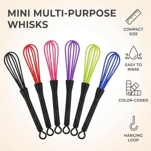 6 Pcs Mini Whisks for Hair Dye Color Mixing, 7 x 1.2 In, Balloon Salon Barber Hairdressing Hair Color Dye Cream Whisk Kitchen, Mixer Tool for Blending, Whisking, Beating and Stirring - Image 4