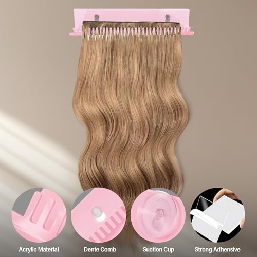 Hair Extension Hanger Weft Storage Rack for Washing Styling Clip-In Extensions Stand Display Mount Accessories Pink Professional Salon Tool Organizer - Image 3