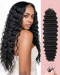 16 Inch Human Crochet Hair for Black Women, Feather Human Hair Extensions 55g 40 Strands, Miracle Look Hair Bundles, Soft Lightweight Small Knots Deep Wave Texture for Protective Styles by VDZ100HumanHair