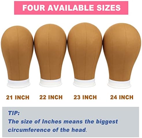 Leeven Brown Canvas Head Durable Mannequin wig Head with Stand 24 Inch - Image 5