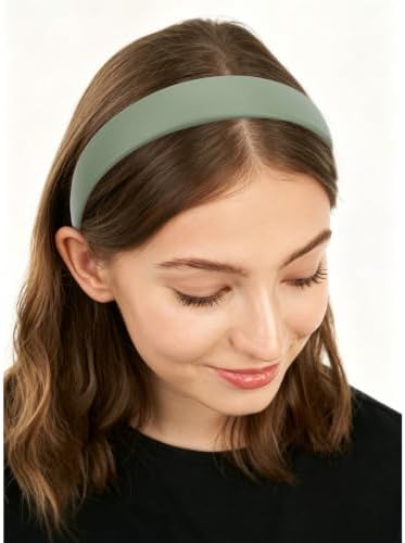 Sage Green Headband 1 Inch Faux PU Leather Hairband for Women Girls - Image 4