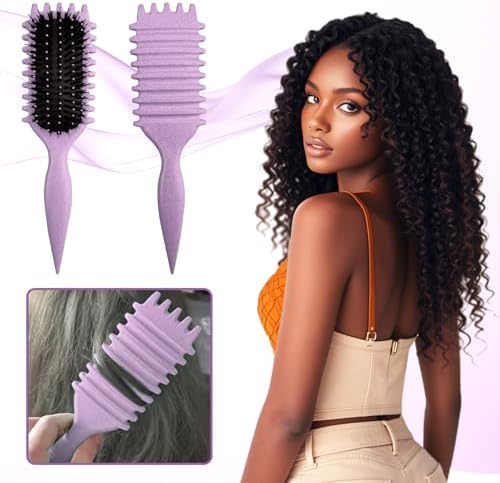 Candy Brush,Curly Hair Brush,Curl Defining Brush,Shaping and Defining Curls for Women Hair Brush for Combing and Shaping,Reduce Pulling and Curl Separation For Defined Curls(Purple) - Image 6