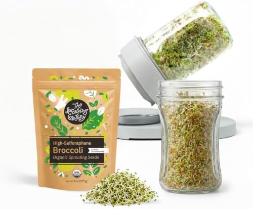 Jar Sprouting Kit with 8oz Broccoli Sprout Seeds by TheSproutingCompany