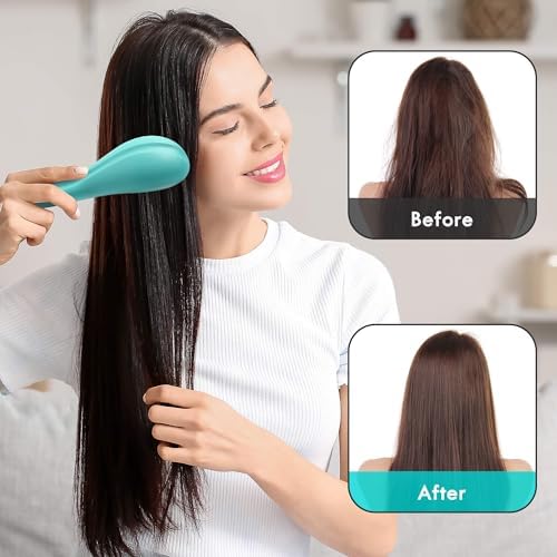 Detangling Hair Brush Set - 2 Pack Detangler Hairbrush with Ultra Soft Bristle for Effortless Tangle Removal - For Dry Wet Damaged Curly Hair for Men Women Girls Boys Kids - Blue & Purple - Image 4