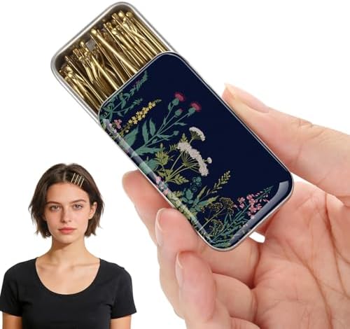Golden bobby pins, cute box, pain-free, comfortable, all-day styling and buns. Suitable for all hair types. (Golden -01) by Unknown